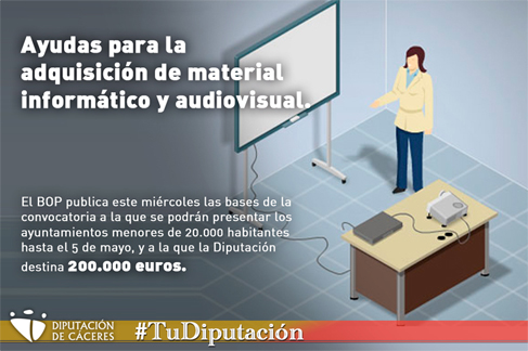 Imagen de Las entidades locales de Cáceres recibirán ayudas para la adquisición de material informático y audiovisual